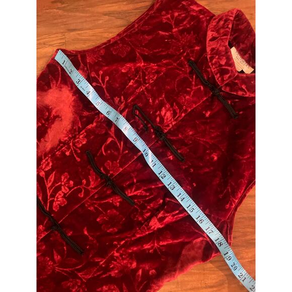 Vintage 90's VICTORIA'S SECRET Collection Velvet Burnout Cheongsam Dress GOTH L - Picture 10 of 12